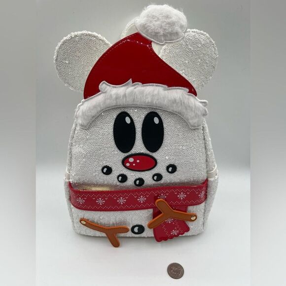 Loungefly Chistmas Mickey Mouse Cosplay Sequin Mini Backpack and Wallet Lot of 2 - Picture 2 of 13